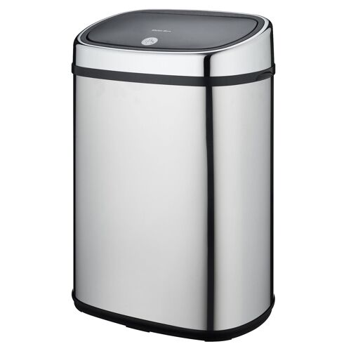 Poubelle de cuisine push 50L CITY en acier Inox avec cerclage Ouverture par simple pression