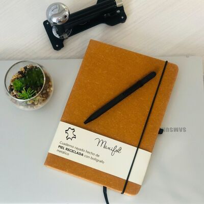Leather notebook with pen