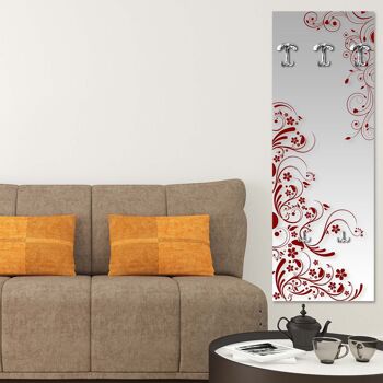 Porte-manteau mural 49X139 cm Modern Flowers Rouge en panneau avec impression, penderie, porte-manteau mural avec 5 crochets 8