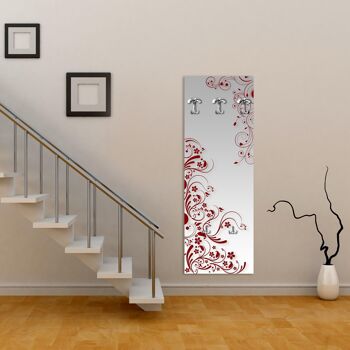 Porte-manteau mural 49X139 cm Modern Flowers Rouge en panneau avec impression, penderie, porte-manteau mural avec 5 crochets 9
