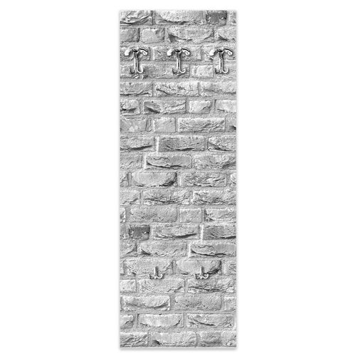 Appendiabiti da parete 49X139 cm Street White a pannello con stampa, guardaroba, attaccapanni muro con 5 ganci