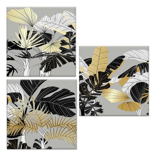 Set 3 pezzi Quadri su tela Canvas Day 38x38 cm TROPICAL