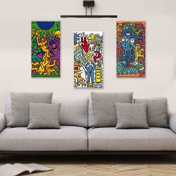 Ensemble de 3 peintures sur toile avec un thème d'art populaire Canvas Day 38x75 cm POP 4