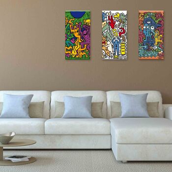 Ensemble de 3 peintures sur toile avec un thème d'art populaire Canvas Day 38x75 cm POP 5