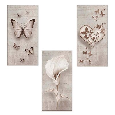 Set 3 pezzi Quadri su tela Canvas Day 38x75 cm SHABBY