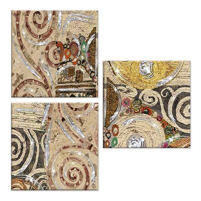 Set 3 pezzi Quadri su tela Canvas Day Brillant con glitter 38x38 cm COMPOSITION STYLE KLIMT