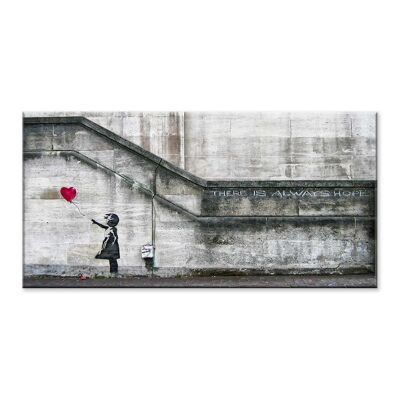 Quadro moderno Stampa su Tela tema Banksy CANVAS WORLD 52x122 cm FLY AWAY