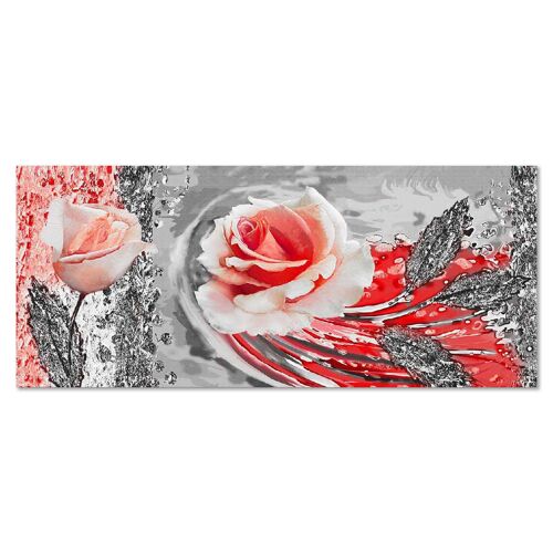Quadro moderno Stampa su Tela tema floreale CANVAS WORLD 52x122 cm ROSES RED
