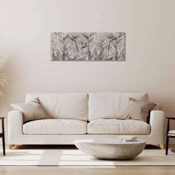 Tableau moderne Impression sur toile thème naturel CANVAS WORLD 52x122 cm FEUILLES GRISES 3