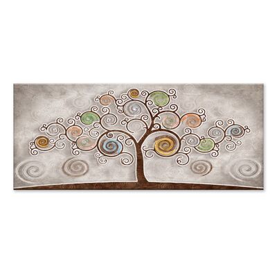 Quadro moderno Stampa su Tela tema Albero della Vita CANVAS WORLD 65x152 cm TREE BROWN