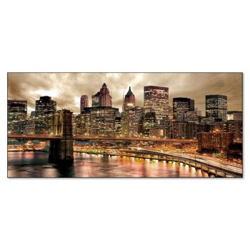 Tableau moderne Impression sur toile thème ville urbaine CANVAS WORLD 65x152 cm BRIDGE AT NIGHT 1