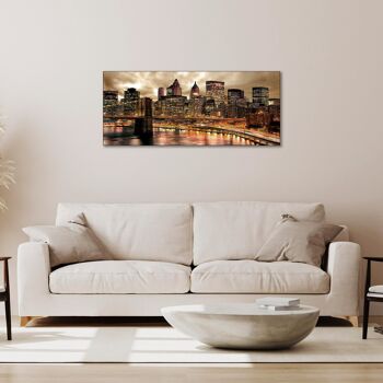 Tableau moderne Impression sur toile thème ville urbaine CANVAS WORLD 65x152 cm BRIDGE AT NIGHT 7