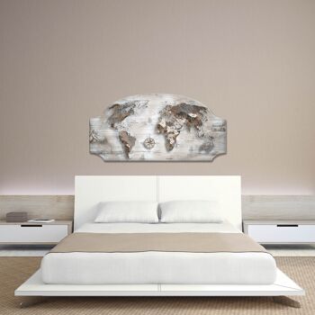 Tableau moderne pour chambre Chevet mappemonde FASHION TABLE 50x100 cm WORLD'S MAP MIX sur table travaillée 5