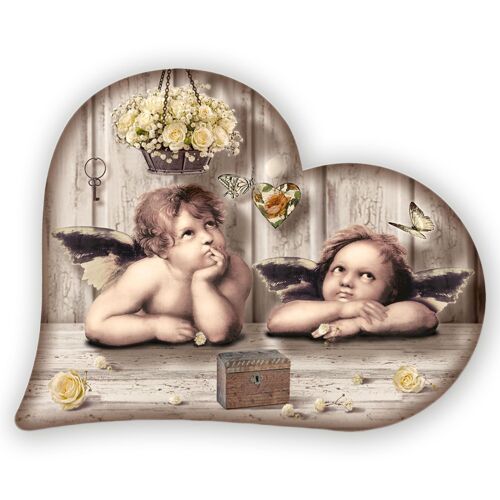 Capezzale decorativo in legno HEART CUPIDS BROWN 40X50 cm