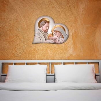 Chevet sainte famille en bois COEUR LE BAISER CERAMIQUE 40X50 cm 5