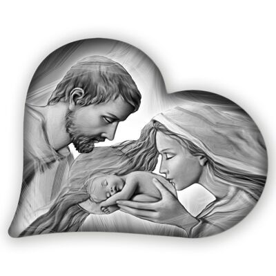 Capezzale sacra famiglia in legno HEART HOLY KISS GREY 40X50 cm