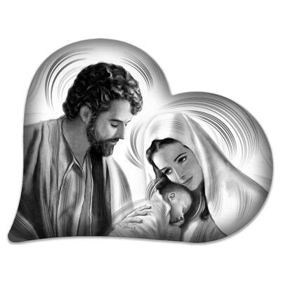 Capezzale sacra famiglia in legno HEART NATIVITY GREY 50X65 cm