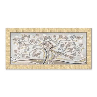 Quadro moderno su tela cornice PRINCE 63x133 cm ALBERO ABBRACCIO MIX GOLD