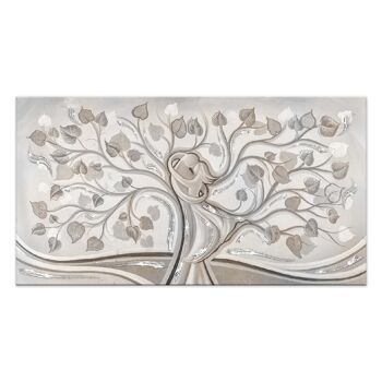 Tableau sur toile SHINY avec paillettes argentées 62x115 TREE HUG MIX SILVER 1