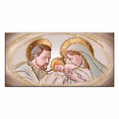 Quadro Sacra famiglia su tela SHINY con glitter 77X143 cm The Kiss Ceramic