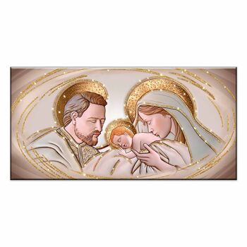 Tableau Sainte famille sur toile BRILLANTE à paillettes 77X143 cm Le Baiser Céramique 1