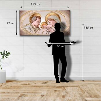 Tableau Sainte famille sur toile BRILLANTE à paillettes 77X143 cm Le Baiser Céramique 2