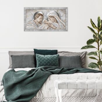 Image avec cadre Sainte Famille Giovy Blanc Argent 60x110 cm THE KISS CERAMIC MIX Glitter 2