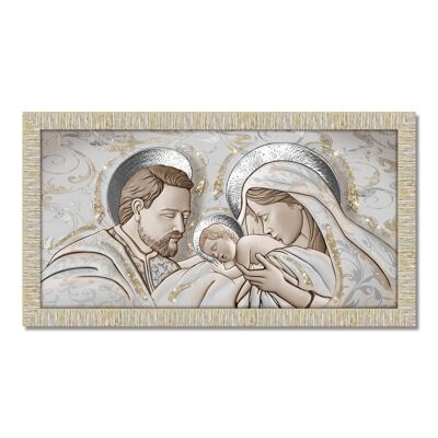 Quadro con cornice Sacra Famiglia Giovy Bianca Oro 60x110 cm THE KISS CERAMIC MIX Glitter