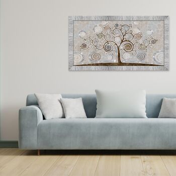 Tableau moderne Chambre à coucher salon avec cadre GIOVY White Silver TREE MIX 60x110 cm avec Glitter thème Tree of Life 4