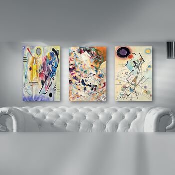 Ensemble de 3 tableaux modernes en bois avec argent Mondie' cm 31X46 KANDINSKY 7