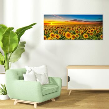 Tableau moderne avec relief imprimé sur toile PHOTOS Champ de tournesols au coucher du soleil 4