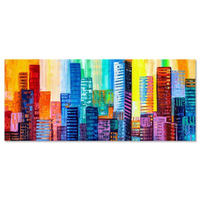 Quadro Moderno con stampa su tela materica a rilievo Grattacieli astratti colorati PICTURES COLORFUL SKYSCRAPERS