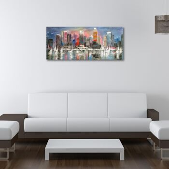 Tableau moderne avec relief imprimé sur toile Gratte-ciels et voiliers IMAGES GRATTE-CIEL ET VOILES 2