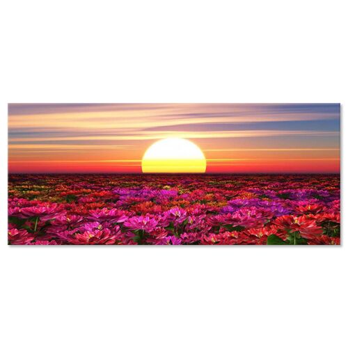 Quadro Moderno con stampa su tela materica a rilievo tramonto su campo di fiori PICTURES FLOWERY SUNSET