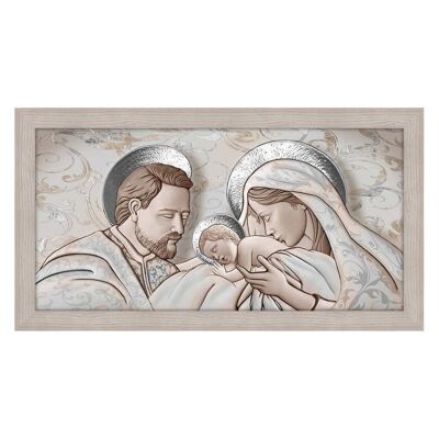 Wood Art - Quadro in legno con Sacra Famiglia 3D