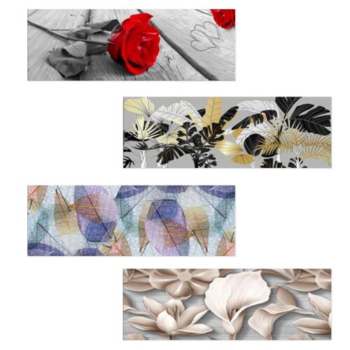 Set 4 pezzi Quadri su tela DEEP DAY 38x110 cm FLOWER ideale per Centri benessere, estetica e bellezza