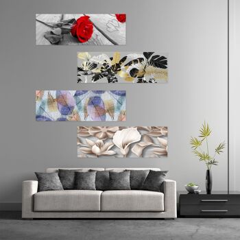 Ensemble de 4 tableaux sur toile DEEP DAY 38x110 cm FLOWER idéal pour les centres de bien-être, l'esthétique et la beauté 3