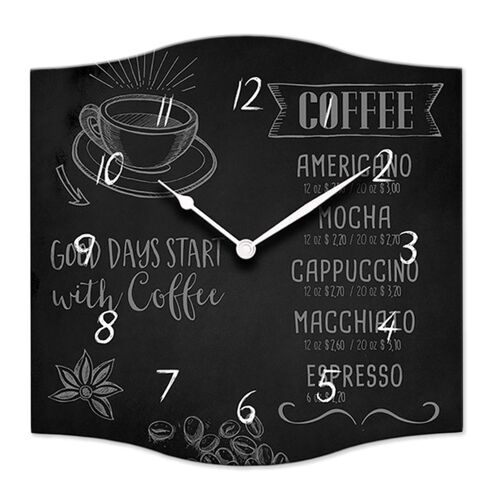 Orologio decorativo sagomato in legno NEW cm 38X38 WHITE BLACKBOARD