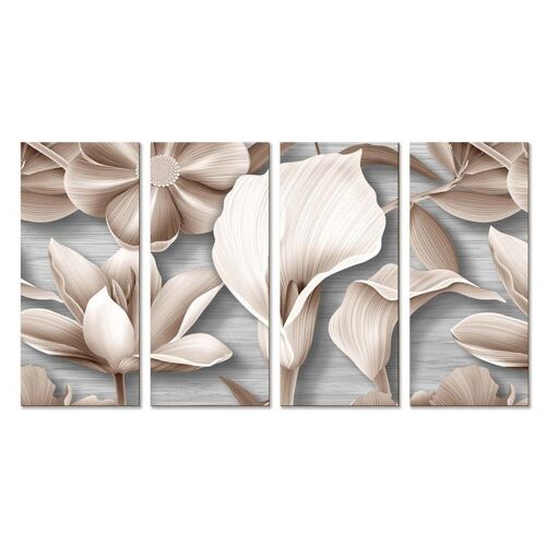 Quadro moderno 4 pezzi in Legno Simmetria cm 68X130 FLOWER GRAPHIC MIX