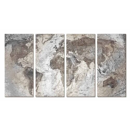 Buy wholesale Modern picture 4 pieces in wood Symmetry cm 68X130 WORLD  GEOGRAPHIC
