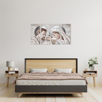 Tableau modulable moderne Sainte Famille SYMMETRIE 68x130 cm THE KISS CERAMIC MIX 4 pieces sur bois pour salon chambre 3