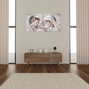 Tableau modulable moderne Sainte Famille SYMMETRIE 68x130 cm THE KISS CERAMIC MIX 4 pieces sur bois pour salon chambre 4