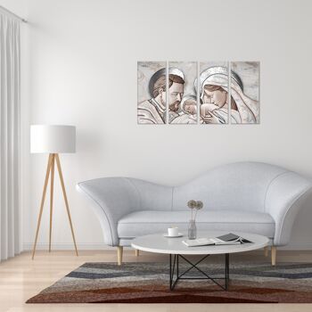 Tableau modulable moderne Sainte Famille SYMMETRIE 68x130 cm THE KISS CERAMIC MIX 4 pieces sur bois pour salon chambre 5