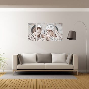 Tableau modulable moderne Sainte Famille SYMMETRIE 68x130 cm THE KISS CERAMIC MIX 4 pieces sur bois pour salon chambre 6