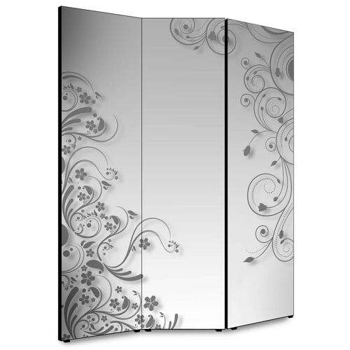 Buy wholesale Room divider for interiors, Partition 135.6 x H 176 x D 3.1  cm MODERN FLOWER GRAY screen 3 wooden doors with double-sided printed  canvas Single subject