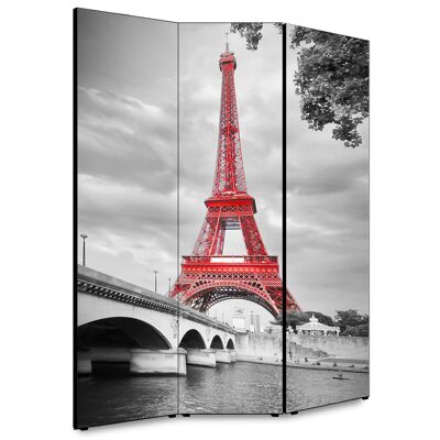 Separe' per interni, Divisorio 135,6 x H 176 x P 3,1 cm EIFFEL ROUGE paravento 3 Ante in legno con Tele stampate fronte retro Soggetto unico