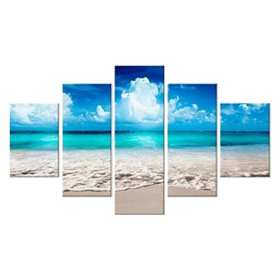 Quadro Moderno 5 pezzi in legno VOGUE 66X115 cm SEA SUMMER