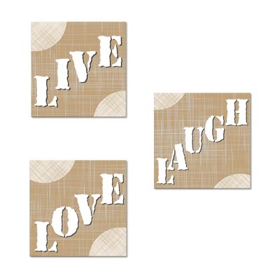 Calamita Collezione MAGNETE LEGNO con stampa Set assortito 48 pezzi STYLE BROWN 7x7 cm segnaposto, bomboniera, souvenir