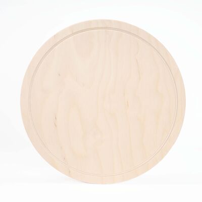 Tagliere da cucina in legno tondo diametro 30 cm, Vassoio Aperitivo con incisione salvagoccia legno di betulla