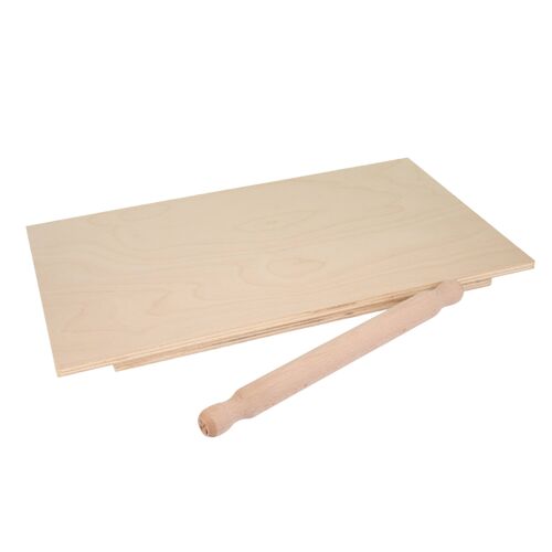 Buy wholesale Set of pastry board with rolling pin, birch wood board  30x48.5 cm and rolling pin 30.5 cm Ø 2.5 cm for kneading, rolling out dough
